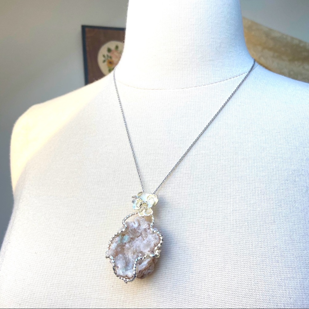 925 Silver Wrapped Geode Necklace - Picture 1 of 10